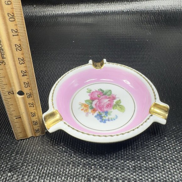 Vintage Schumann Arzberg Germany Dish Ashtray With An Antique Pink Floral Design - Picture 5 of 10